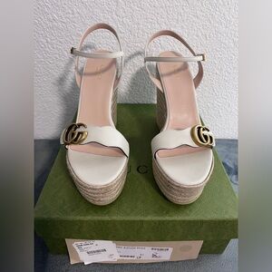 Brand New Gucci Women’s Mystic White Espadrille Clifford Wedges Size 41 (US 11)
